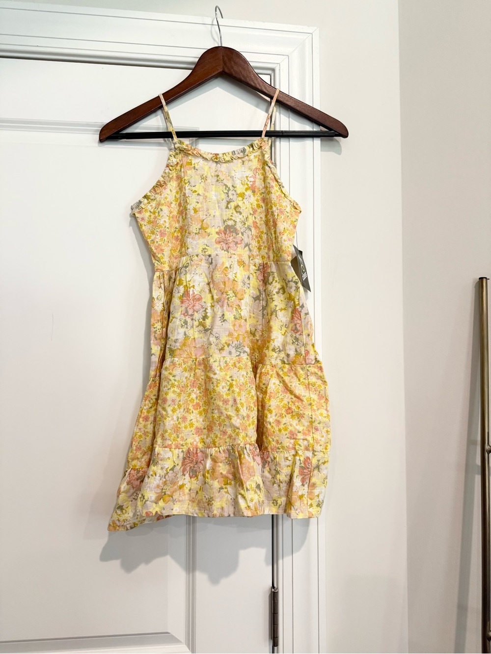 NWT art class Yellow Floral Sundress with Pink Accents